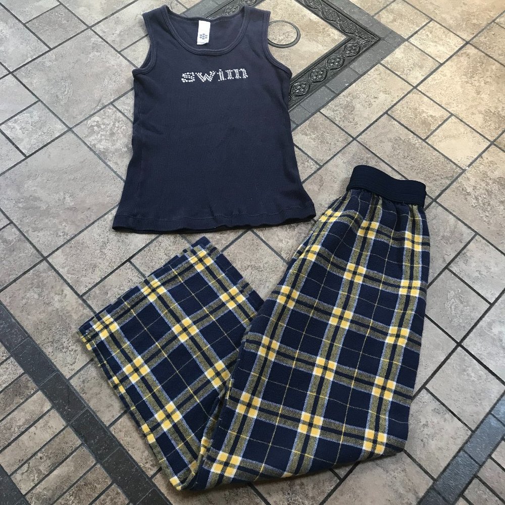 American Apparel Classic Girl Swim Tank (Youth 8) & Boxercraft Plaid Pants (S)